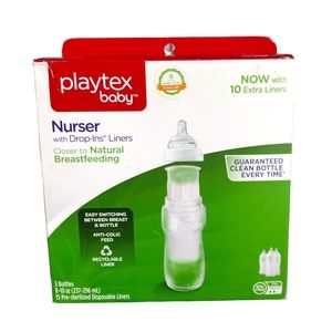 Playtex Nurser Drop Ins 8-10 oz Bottle Set With 15 Liners NIB